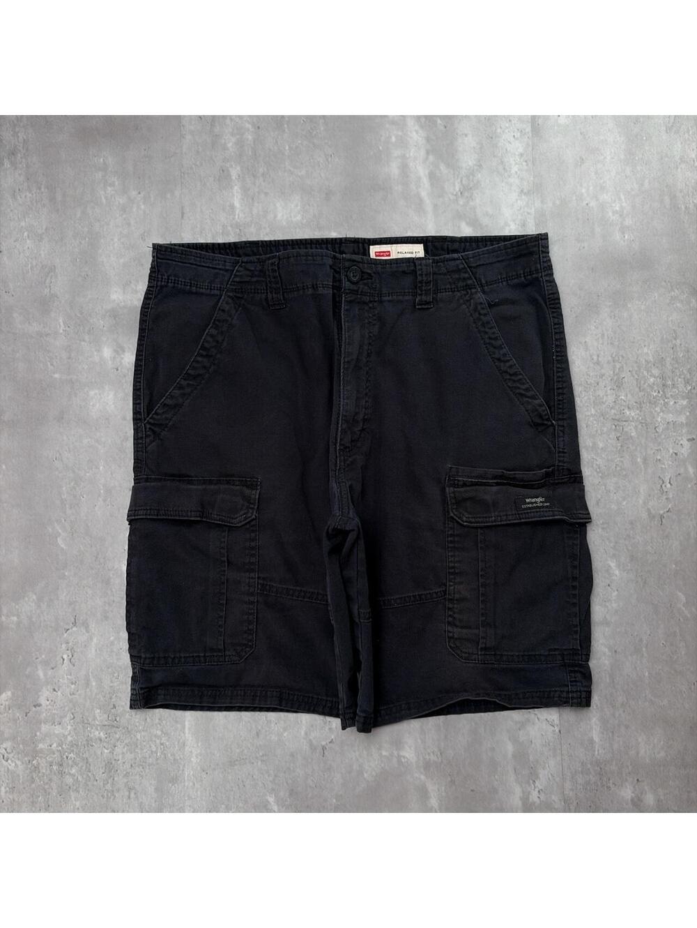 Y2K Black Wrangler Grunge Baggy Cargo Skater Shorts